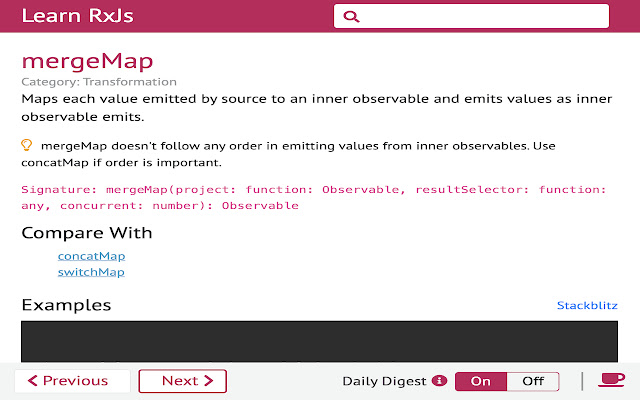 Learn RxJs  from Chrome web store to be run with OffiDocs Chromium online