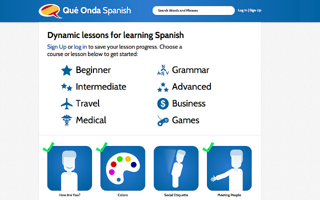Learn Spanish Qué Onda  from Chrome web store to be run with OffiDocs Chromium online