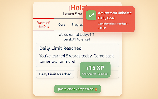 Learn Spanish Vocabulary  Gamified Learning  from Chrome web store to be run with OffiDocs Chromium online