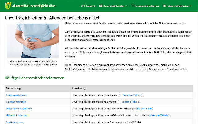 Lebensmittelunverträglichkeiten  from Chrome web store to be run with OffiDocs Chromium online