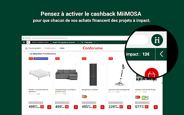 Le cashback à impact MiiMOSA  from Chrome web store to be run with OffiDocs Chromium online