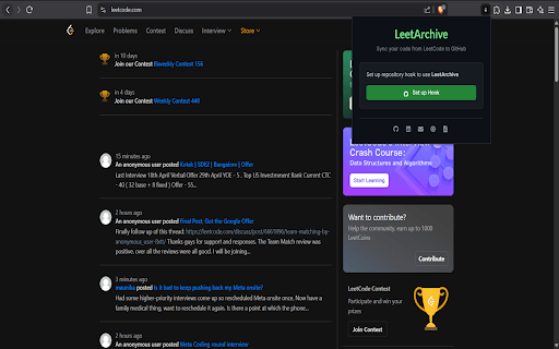 LeetArchive  from Chrome web store to be run with OffiDocs Chromium online