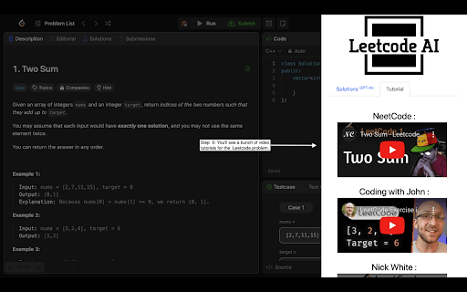 Leetcode AI  from Chrome web store to be run with OffiDocs Chromium online