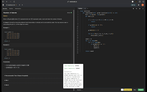 LeetCode Complexity Analyzer  from Chrome web store to be run with OffiDocs Chromium online