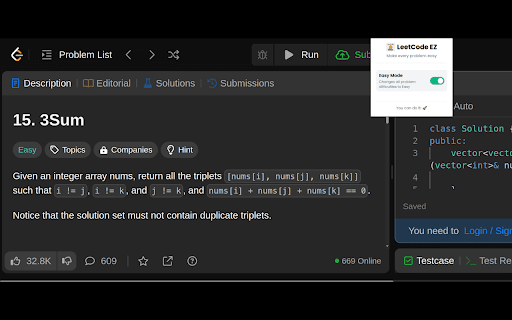 LeetCode Easy  from Chrome web store to be run with OffiDocs Chromium online