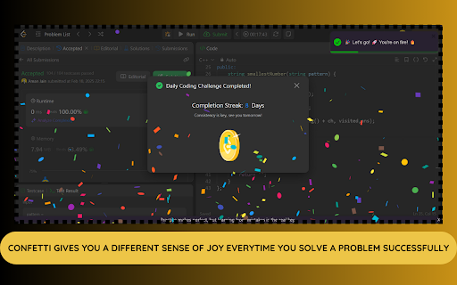 LeetCode Enhancer: Confetti, Tips  Motivation  from Chrome web store to be run with OffiDocs Chromium online