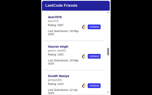 LeetCode Friends Rank Checker  from Chrome web store to be run with OffiDocs Chromium online