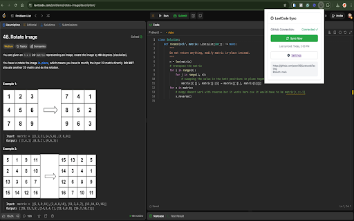 LeetCode GitHub Sync  from Chrome web store to be run with OffiDocs Chromium online