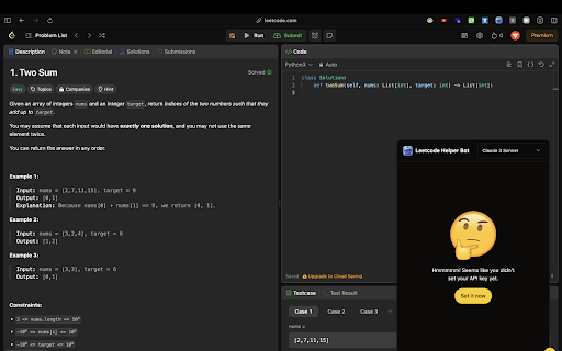 Leetcode Helper Bot  from Chrome web store to be run with OffiDocs Chromium online