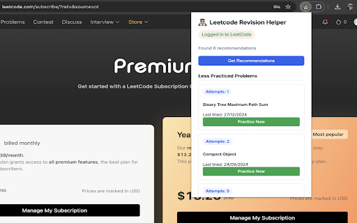 LeetCode Revision v2  from Chrome web store to be run with OffiDocs Chromium online
