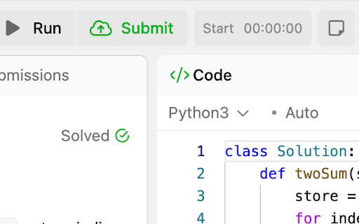 LeetCode Stopwatch  from Chrome web store to be run with OffiDocs Chromium online