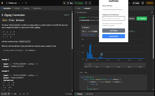 LeetNotes  from Chrome web store to be run with OffiDocs Chromium online