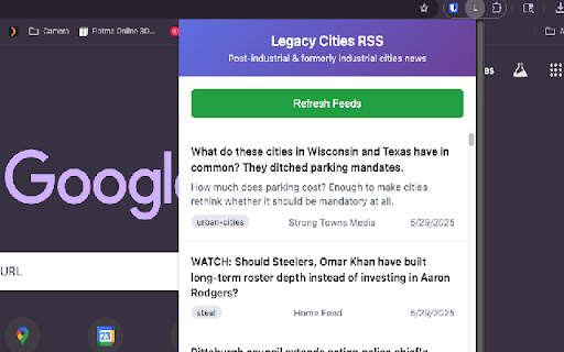 Legacy Cities RSS Reader  from Chrome web store to be run with OffiDocs Chromium online
