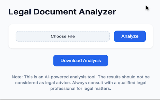 Legal Document Analyzer  from Chrome web store to be run with OffiDocs Chromium online