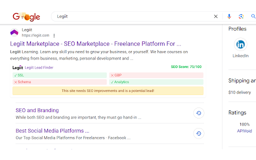 Legiit Lead Finder  from Chrome web store to be run with OffiDocs Chromium online