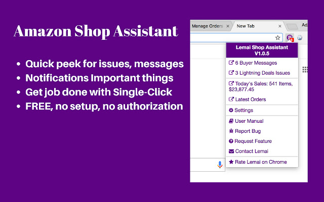 Lemay Amazon Seller Assistant  from Chrome web store to be run with OffiDocs Chromium online