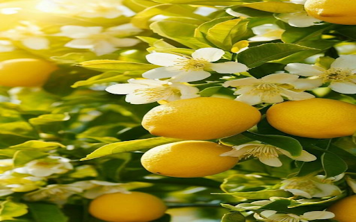 Lemon branches and flowers Wallpaper  from Chrome web store to be run with OffiDocs Chromium online