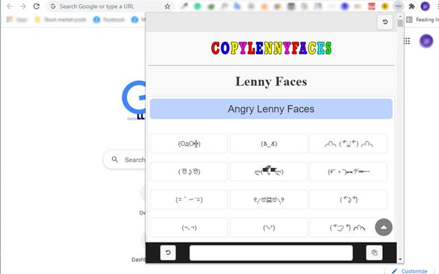 Lenny Faces: Text emotions or Text Faces  from Chrome web store to be run with OffiDocs Chromium online