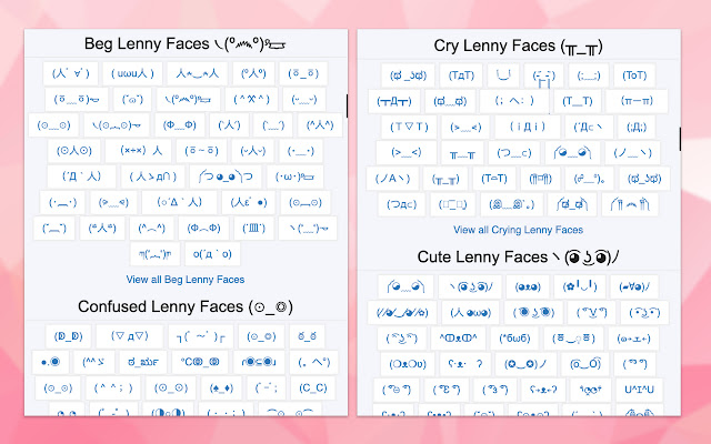 レニーフェイス ( ͡° ͜ʖ ͡°) ⚡ Chrome ウェブストアの Text Faces Symbols を OffiDocs Chromium online で実行