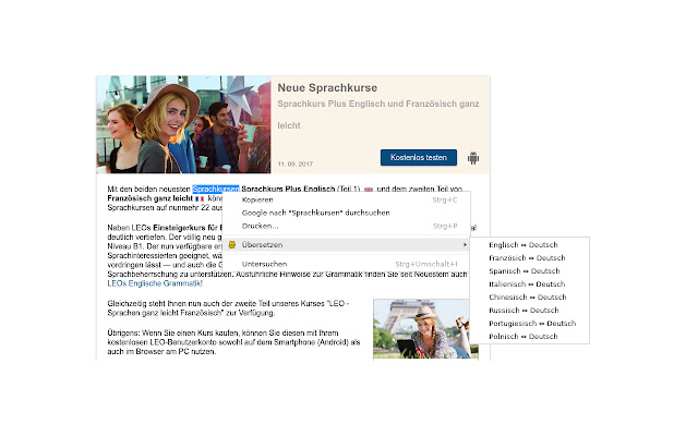 LEO Dictionaries  from Chrome web store to be run with OffiDocs Chromium online