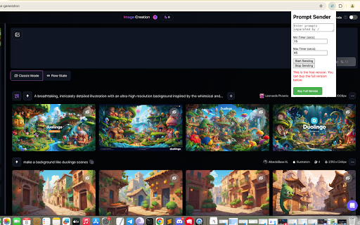 Leonardo ai prompt sent automation Free version  from Chrome web store to be run with OffiDocs Chromium online