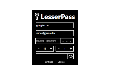 LesserPass  from Chrome web store to be run with OffiDocs Chromium online