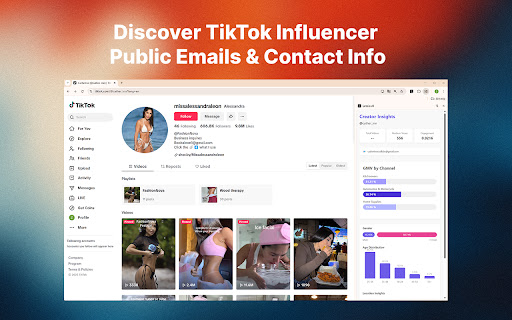 Lessie – Discover TikTok Influencer Public Emails  Contact Info  from Chrome web store to be run with OffiDocs Chromium online