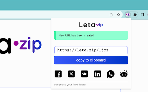 Leta•zip | URL shortener  from Chrome web store to be run with OffiDocs Chromium online