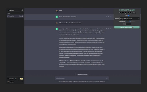 Let ChatGPT speak!  from Chrome web store to be run with OffiDocs Chromium online