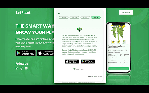 LetPlant GreenFocus Pomodoro Timer  from Chrome web store to be run with OffiDocs Chromium online