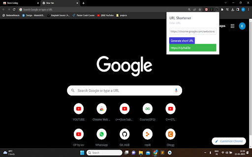 Let Short URL  from Chrome web store to be run with OffiDocs Chromium online