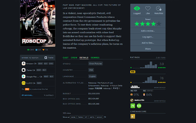 Letterboxd Extras  from Chrome web store to be run with OffiDocs Chromium online