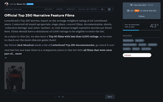 Letterboxd List Search din magazinul web Chrome pentru a fi rulat cu OffiDocs Chromium online