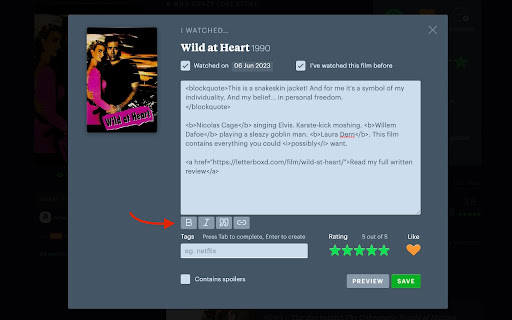 Letterboxd Text Formatter  from Chrome web store to be run with OffiDocs Chromium online