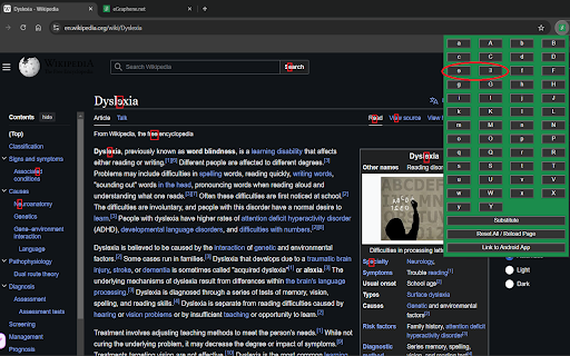 Letter mirroring for dyslexia  from Chrome web store to be run with OffiDocs Chromium online