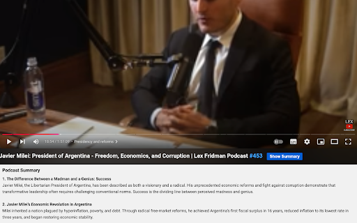 Lex Fridman Youtube Podcast Summary  from Chrome web store to be run with OffiDocs Chromium online