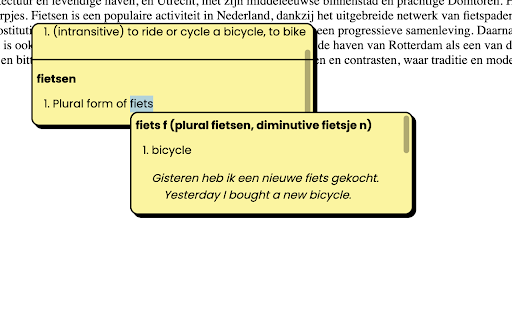 LexiHover  from Chrome web store to be run with OffiDocs Chromium online