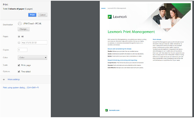 Lexmark Cloud Print Management for Chrome  from Chrome web store to be run with OffiDocs Chromium online