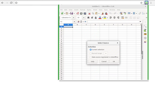 LibreOffice Calc online  from Chrome web store to be run with OffiDocs Chromium online