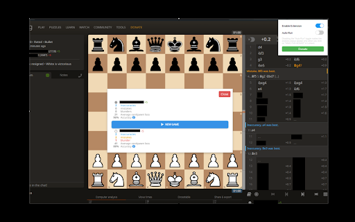 Lichess Auto Analyzer  from Chrome web store to be run with OffiDocs Chromium online