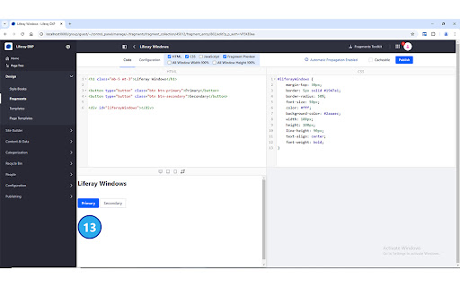 Liferay Fragment Windows  from Chrome web store to be run with OffiDocs Chromium online