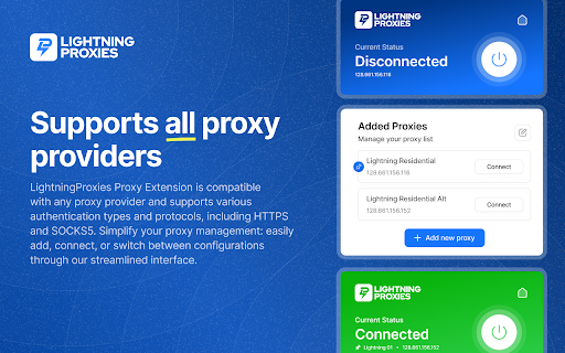 LightningProxies Extension  from Chrome web store to be run with OffiDocs Chromium online