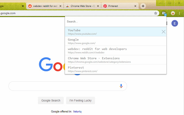 Lightweight Tab Search  from Chrome web store to be run with OffiDocs Chromium online