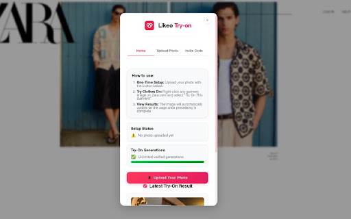 Likeo Virtual Try On from Chrome web store to be run with OffiDocs Chromium online Likeo Virtual Try On from Chrome web store to be run with OffiDocs Chromium online