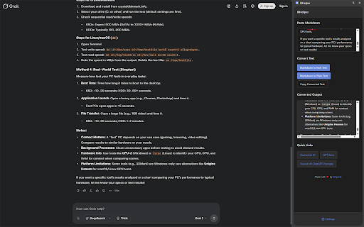 lilHelper  from Chrome web store to be run with OffiDocs Chromium online