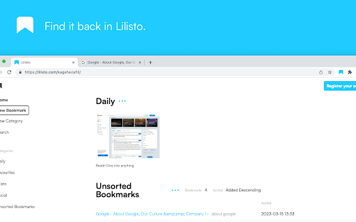 Lilisto  from Chrome web store to be run with OffiDocs Chromium online