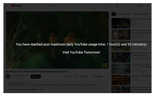 LimitTube  from Chrome web store to be run with OffiDocs Chromium online