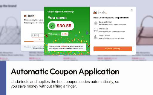 Linda Automatic Coupon Finder  from Chrome web store to be run with OffiDocs Chromium online