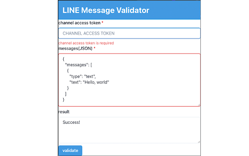 LINE Message Validator  from Chrome web store to be run with OffiDocs Chromium online