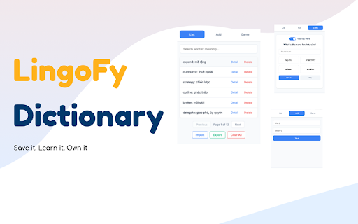 Lingofy Dictionary  from Chrome web store to be run with OffiDocs Chromium online